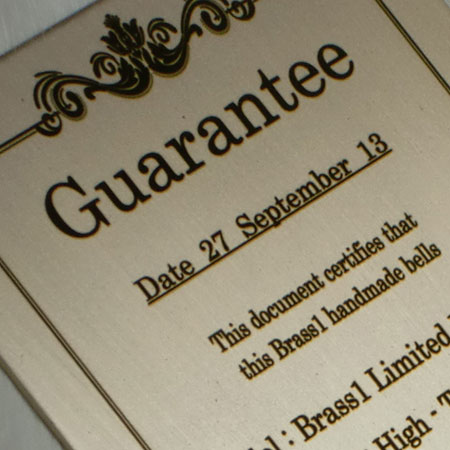 ギャランティーカードの文字の画像